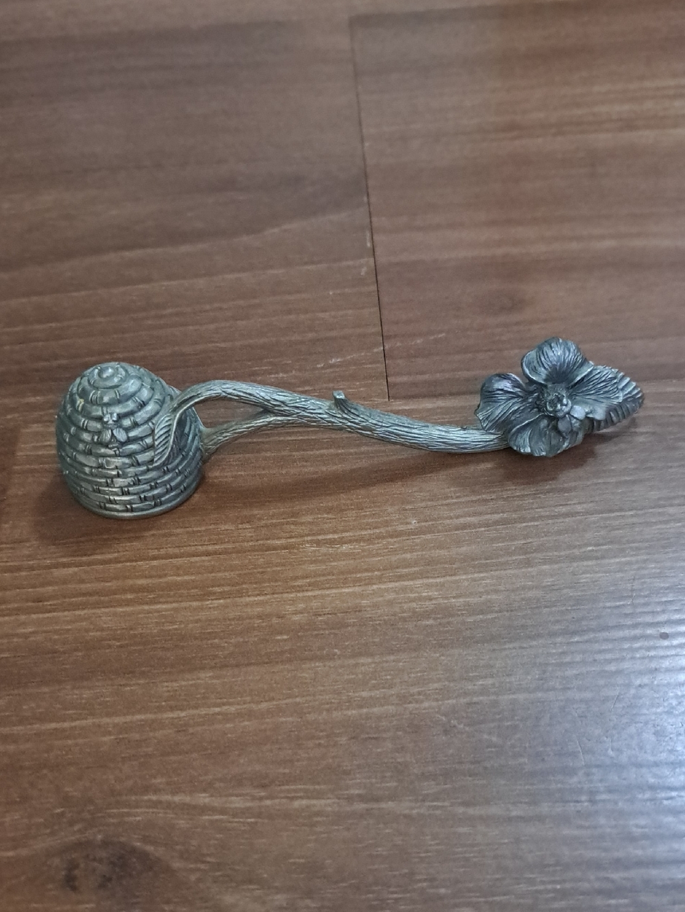 Antique-Style Metal Flower & Beehive Candle Snuffer